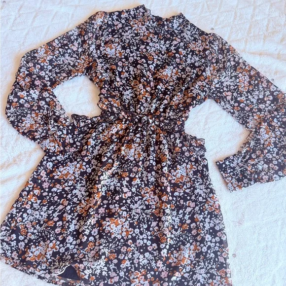 Lulu's Black Floral Long Sleeve Cutout Midi Dress - Picture 5 of 13